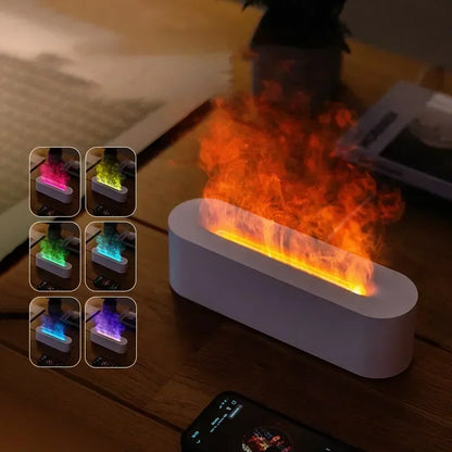 RGB Flame Aroma Diffuser Humidifier USB Desktop Simulation Light Aromatherapy Purifier Air for Bedroom