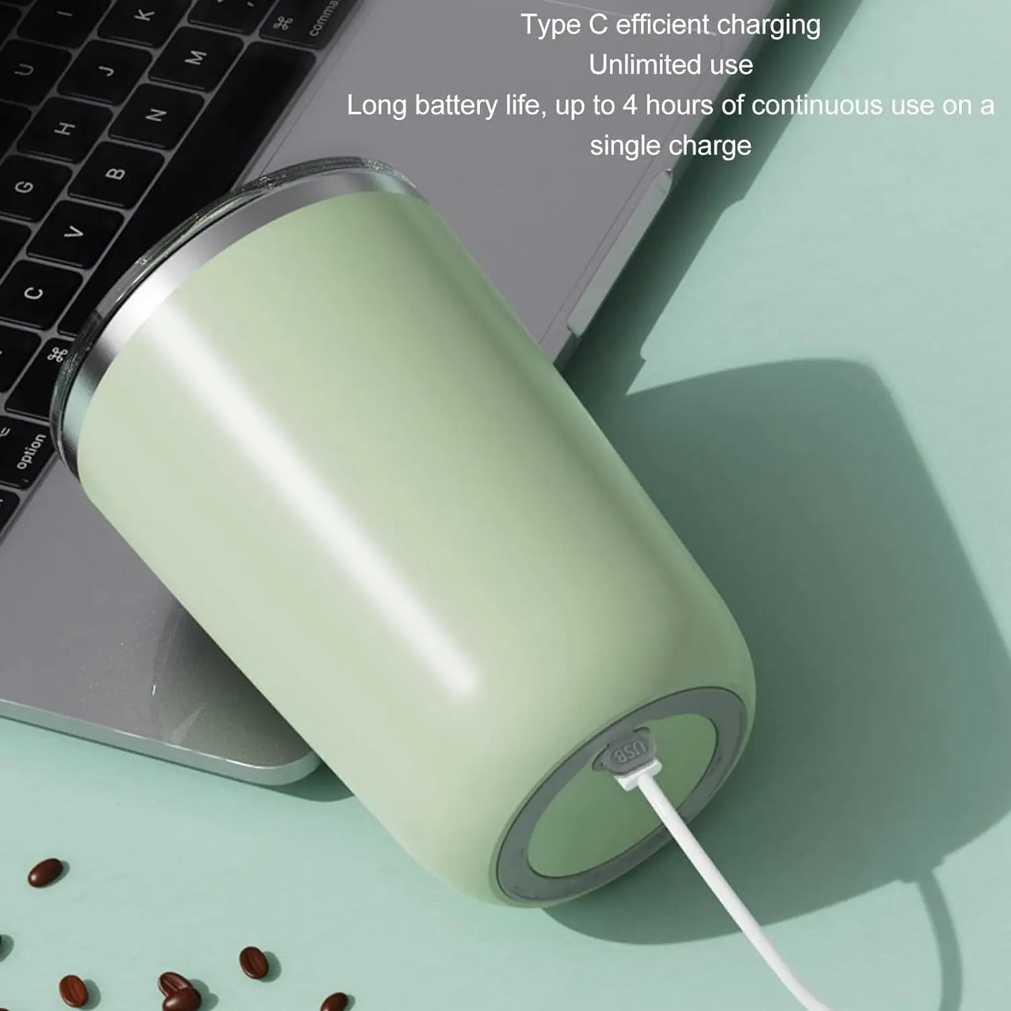 Rechargeable Magnetic Mixing Cup with Lid
350ml Coffee and Milk Stirring Mug