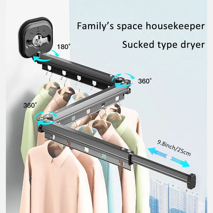 Retractable Drying Rack Suction Cup Aluminum Alloy Wall Mounted Folding Hangers