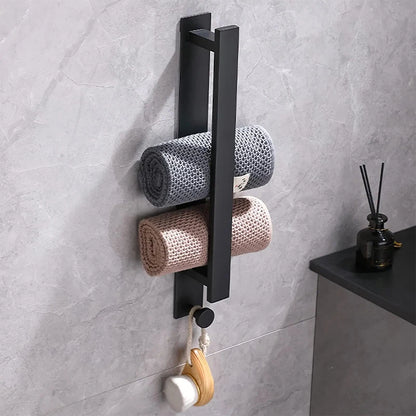 Self-adhesive Towel Holder No Drilling Stainless Steel Guest Towel Holder Shower Room Holder Hanging Bathroom Wall Storage