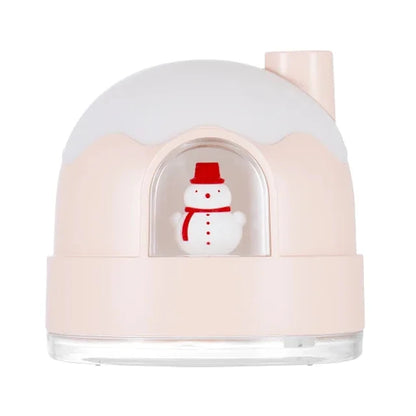 Snow House Humidifier with Night Light USB Silent Bedroom Cute Snowman Desktop Mini Air Humidifier Home Hydrating Aroma Diffuser