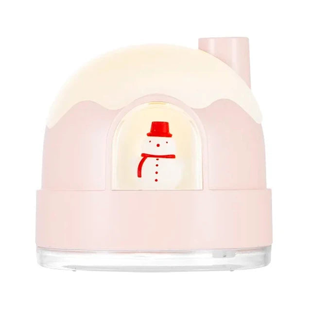 Snow House Humidifier with Night Light USB Silent Bedroom Cute Snowman Desktop Mini Air Humidifier Home Hydrating Aroma Diffuser