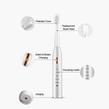 Sonic Electric Toothbrush
5 Modes
4 8 Electric Toothbrush Heads Attachments
Rechargeable Tooth Brush
Ultrasonic Sound Brush