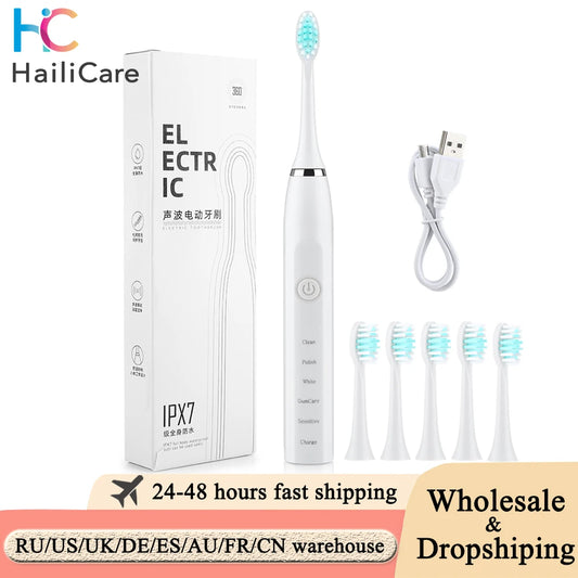 Sonic Electric Toothbrush for Men and Women Adult Household USB Rechargeable IPX7 Waterproof Tooth Whitening Oral Care.