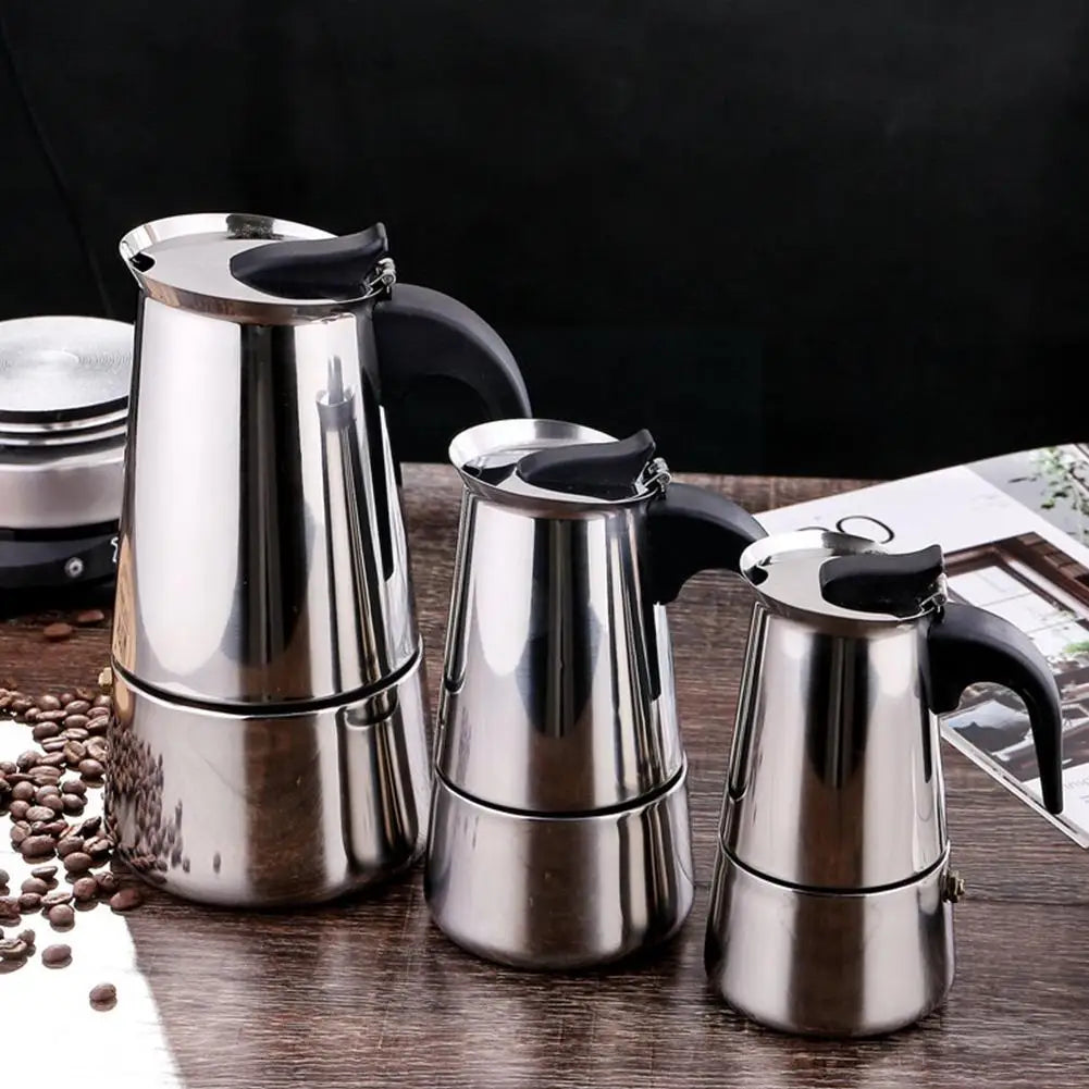 Stainless Steel Coffee Pot
Italian Moka Pot Espresso Coffee Maker Pot
Cafe Percolator Maker Coffee Tools For Latte Stovetop