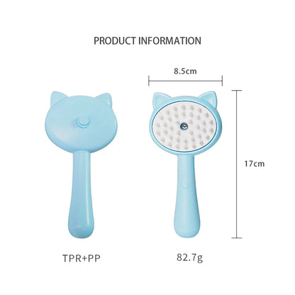 Steam Cat Brush Pet Hair Cleaner Brush With Smooth Comb Teeth Spray Port Design Rechargeable Dog & Cat Hair Cleaning Brush. 
Cleaner Brush For Pet Hair with Smooth Comb and Spray Port.