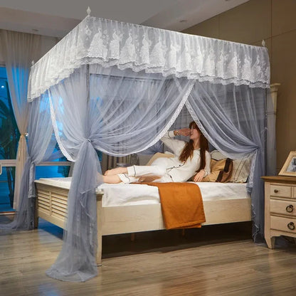 Summer Three-door Lace Palace Mosquito Tent QueenDouble Bed Net Canopy