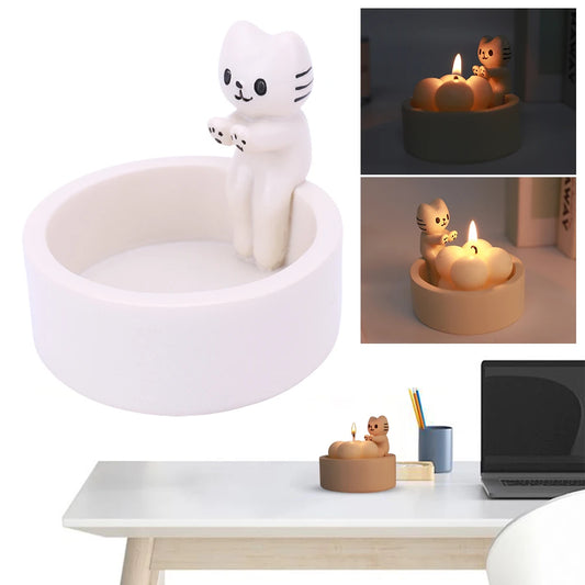 Tabletop Cat Decor Resin Candle Holder
Creative Kitten Warming Paws Candlestick
Gift for Cat Lover