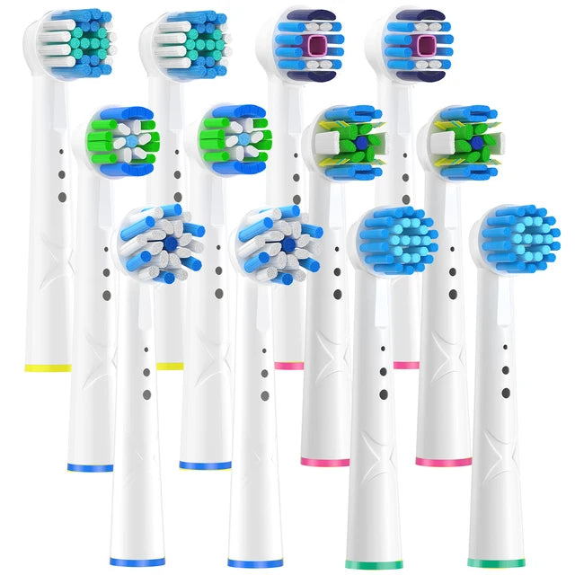 Toothbrush Heads Compatible with Most Braun Oral B Electric Toothbrushes, Pack of 12 Replacement Toothbrush Head