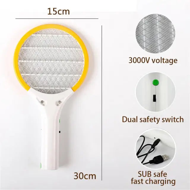 Mini Electric Mosquito Swatter Bug Zapper Rechargeable Handheld Racket