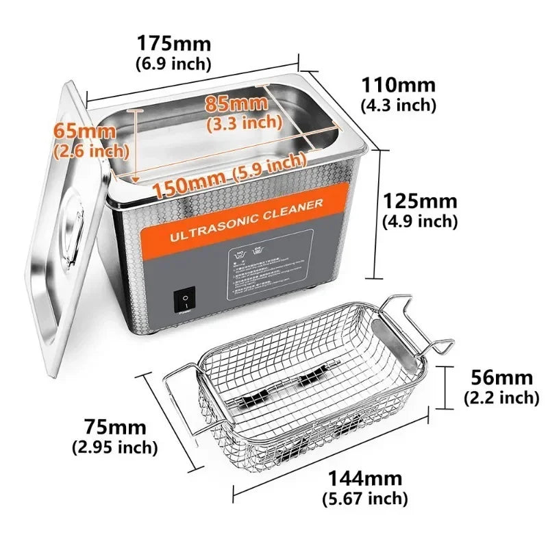 Ultrasonic Cleaner 35W Digital Time 800ml Machine
Ultrasonic Washer for Jewelry Necklace Ring Glasses Watch Brush