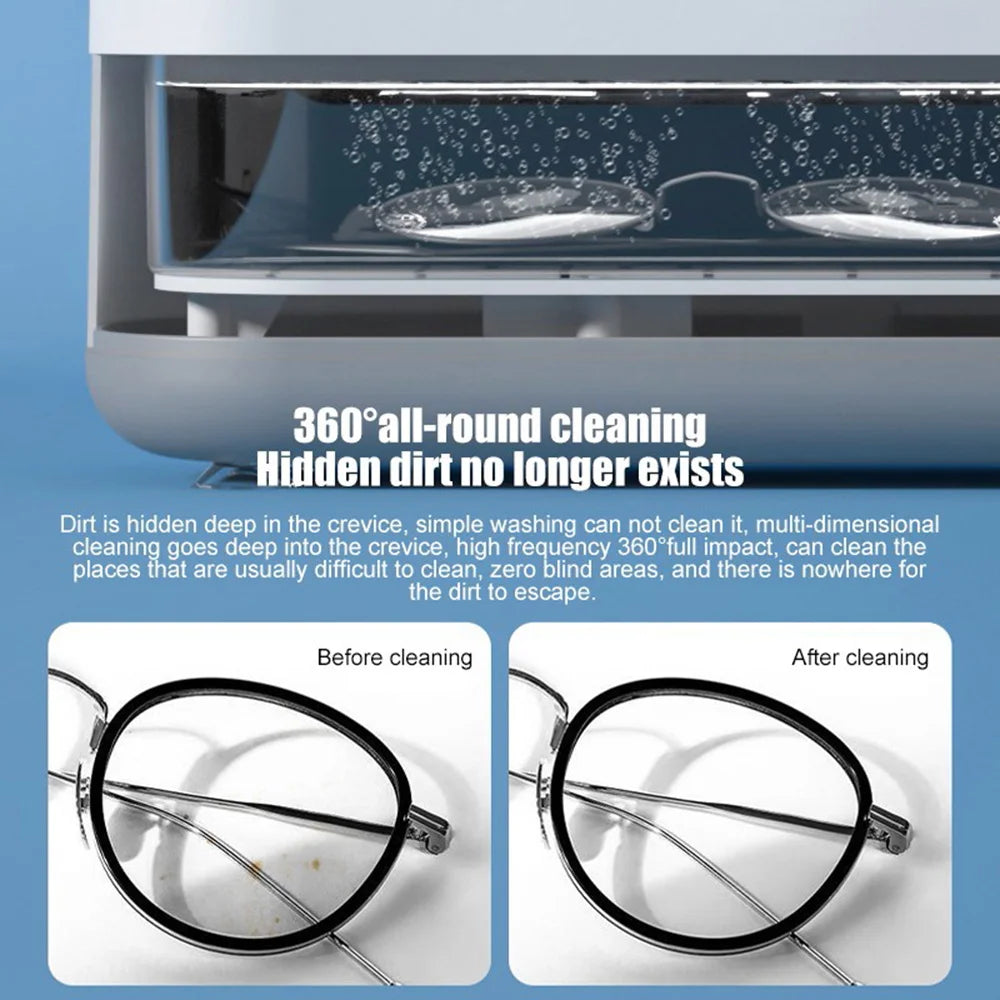Ultrasonic Cleaning Machine - Battery Powered Glasses Cleaner
360 Degree Watch Jewelry Cleaner - USB Charging Glasses Wash