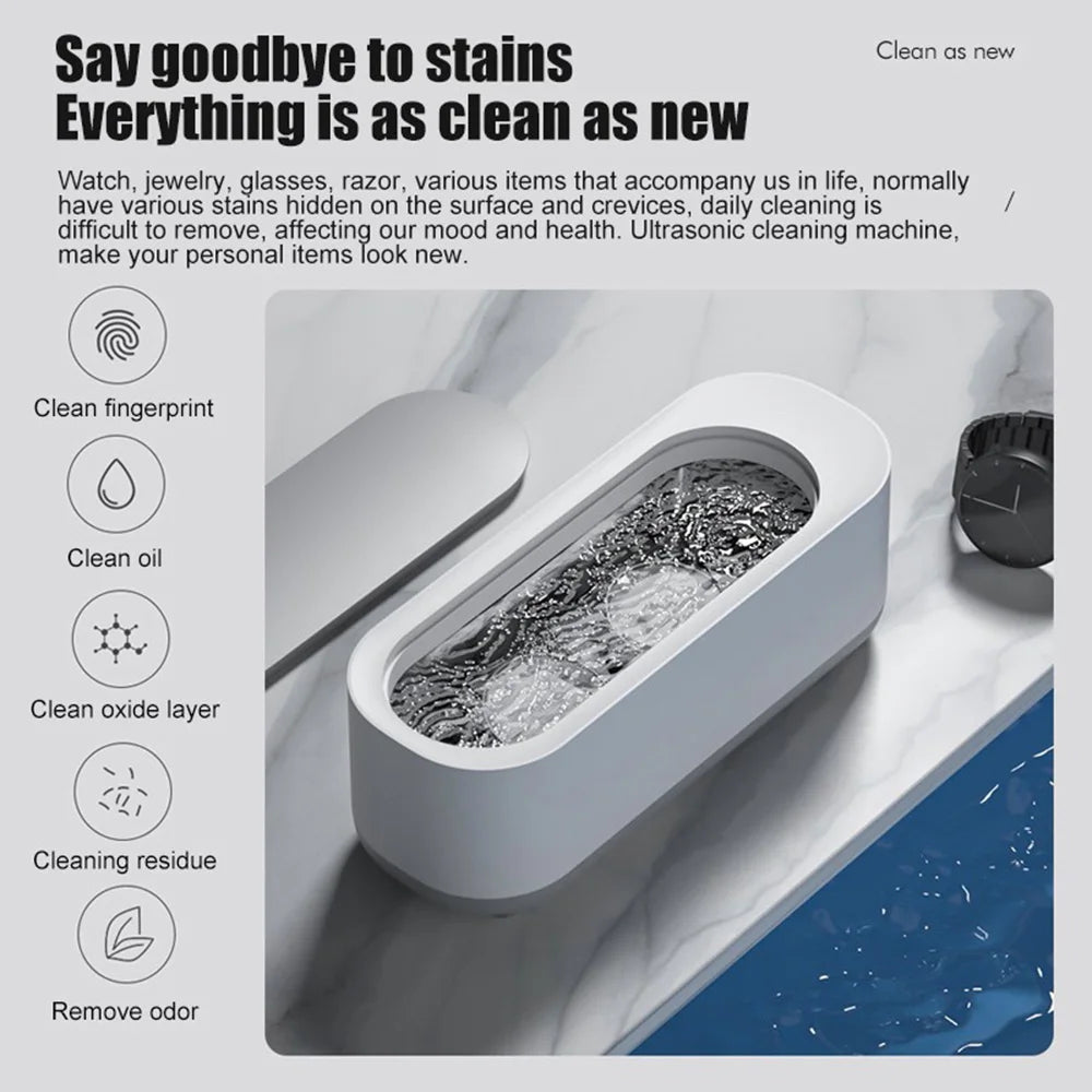 Ultrasonic Cleaning Machine - Battery Powered Glasses Cleaner
360 Degree Watch Jewelry Cleaner - USB Charging Glasses Wash