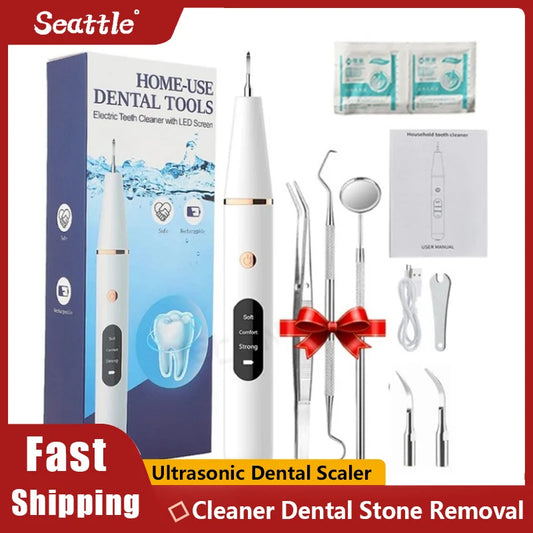 Ultrasonic Dental Scaler Teeth Tartar Stain Calculus Remover Electric Sonic Plaque Cleaner Stone Removal