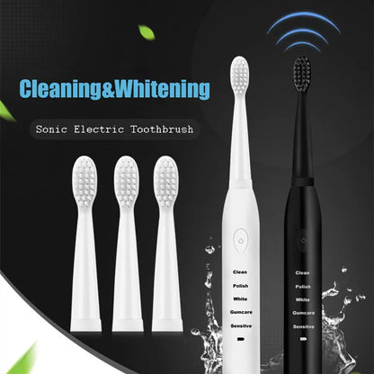 Ultrasonic Electric Toothbrush With 4 Brush Heads