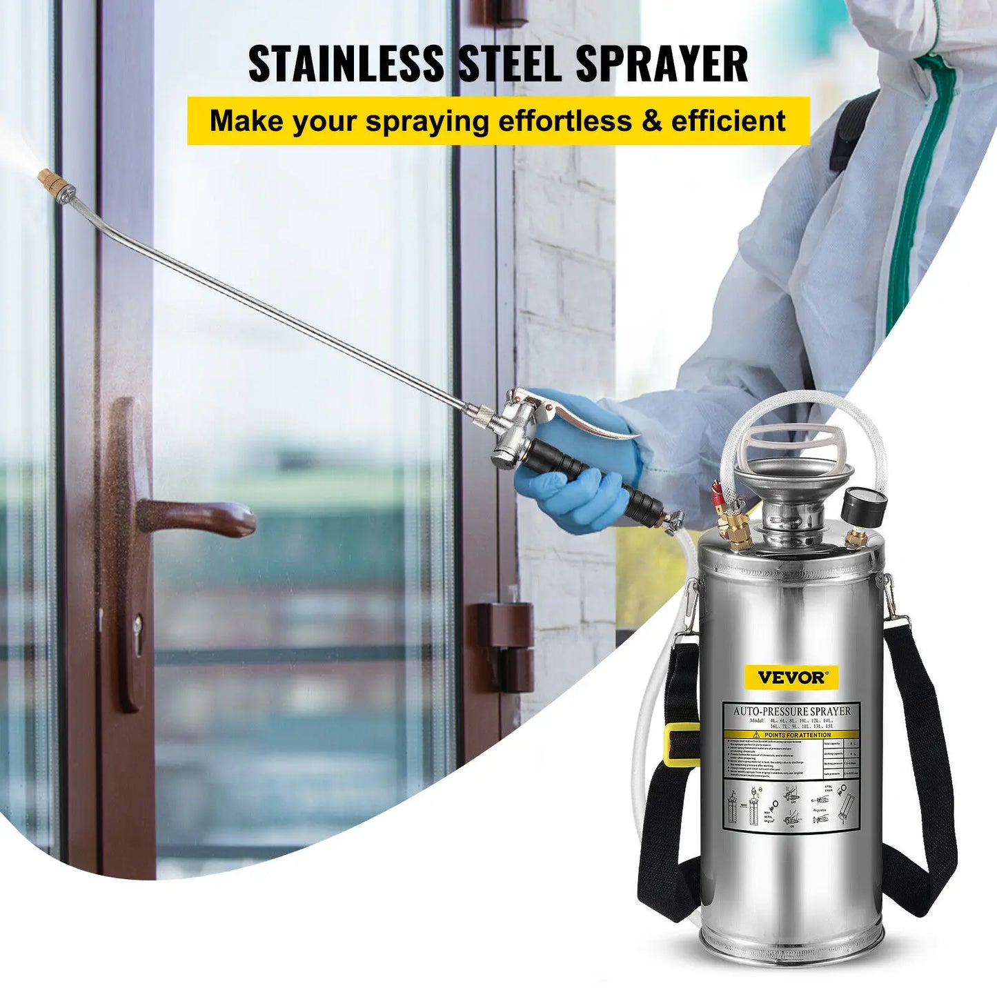 VEVOR Hand Powered Sprayer Stainless Steel Watering Pump
Home Garden Cleaning Sprayer