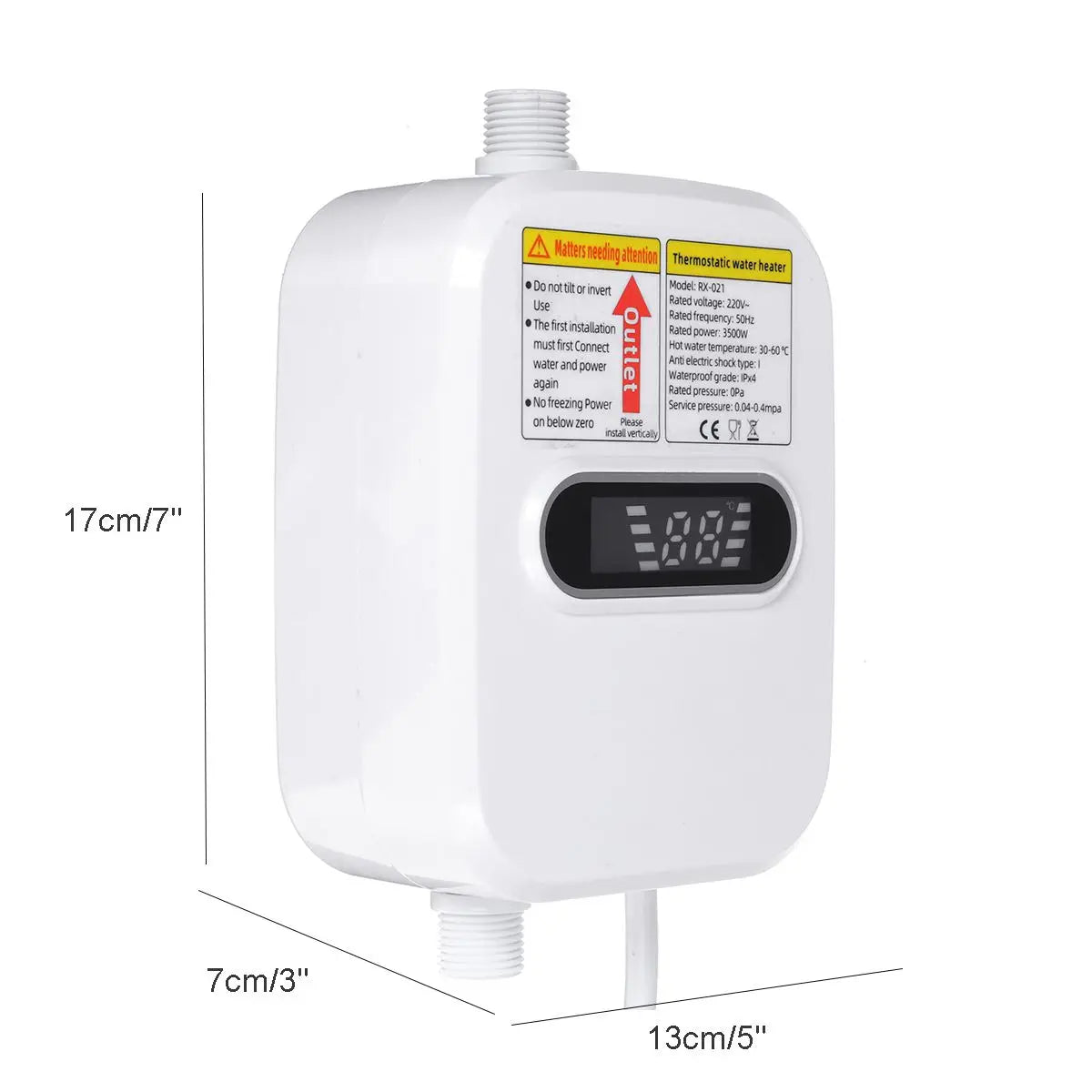 Electric Water Heater 3500W Digital Display EU Plug