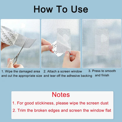 Window Screen Repair Tape
Waterproof Mosquito Net Patch Stickers
Self-adhesive Fix Mesh Netting
Broken Holes Tools