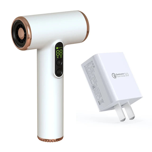 Wireless Rechargeable Hair Dryer with LED Display and 30000 RPM High Speed Mini Portable Blow Dryer
