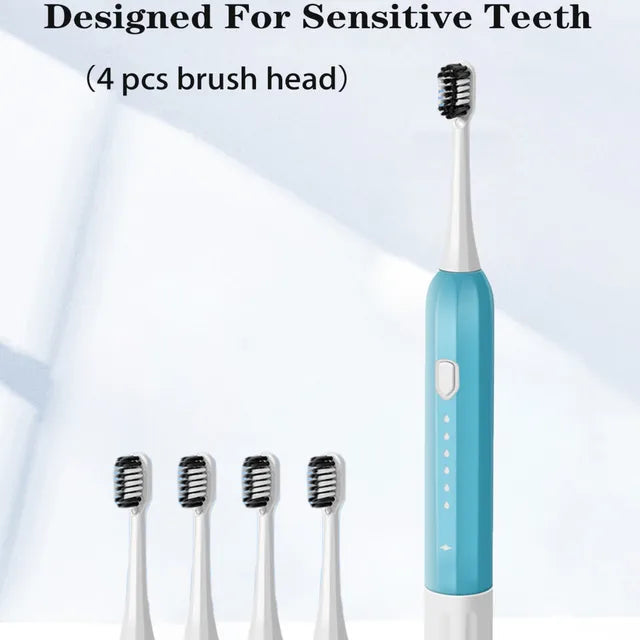 Ultrasonic Electric Toothbrush with 4 Brush Heads
