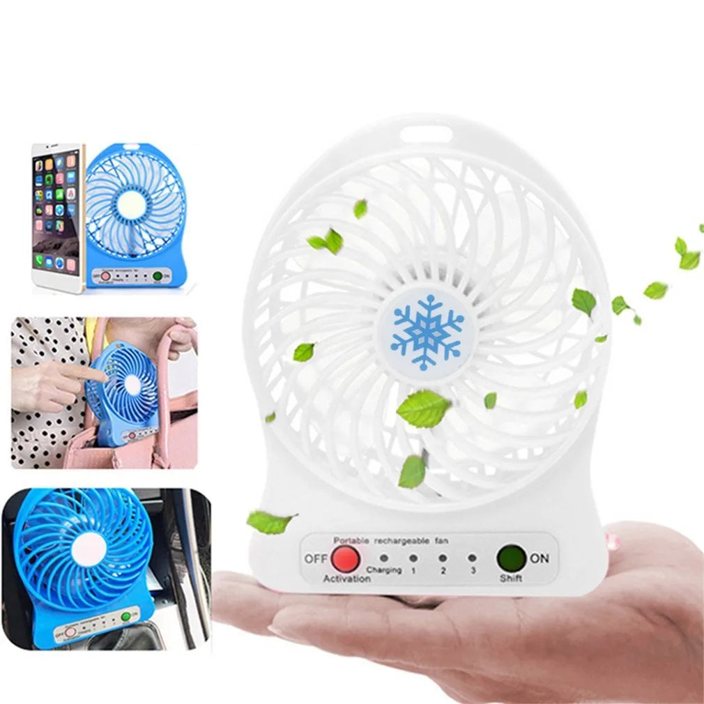 Xiaomi Portable Mini Fan Air Cooler USB Chargeable Desktop Fans 3 Mode Speed Regulation Summer Outdoor Hand Fans with LED Lights.
