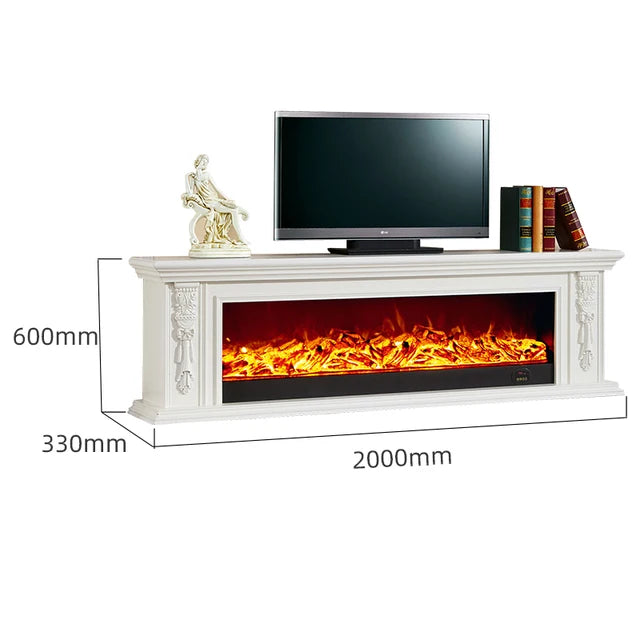 ZL Electric Fireplace Curio Cabinet Simulation Fake European-Style Fireplace Mantel Solid Wood Fireplace TV Cabinet.