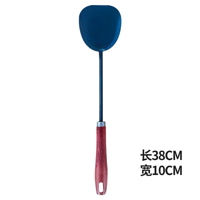 Zhangqiu iron spoon, shovel, wood stir-frying spoon, stir-frying shovel, cooking shovel, kitchen spoon, wooden handle spatula, potspoon.